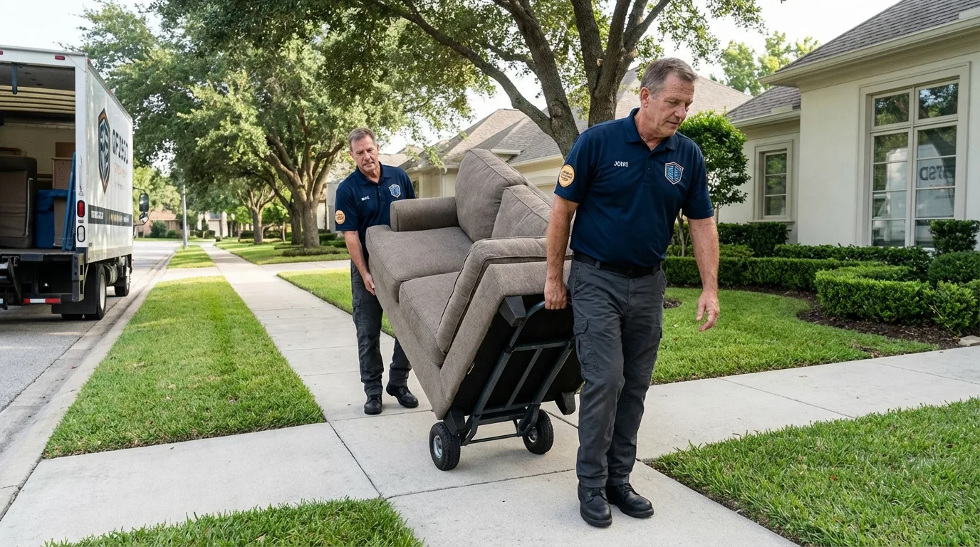 Local residential moving crew loading furniture in Ballwin, MO